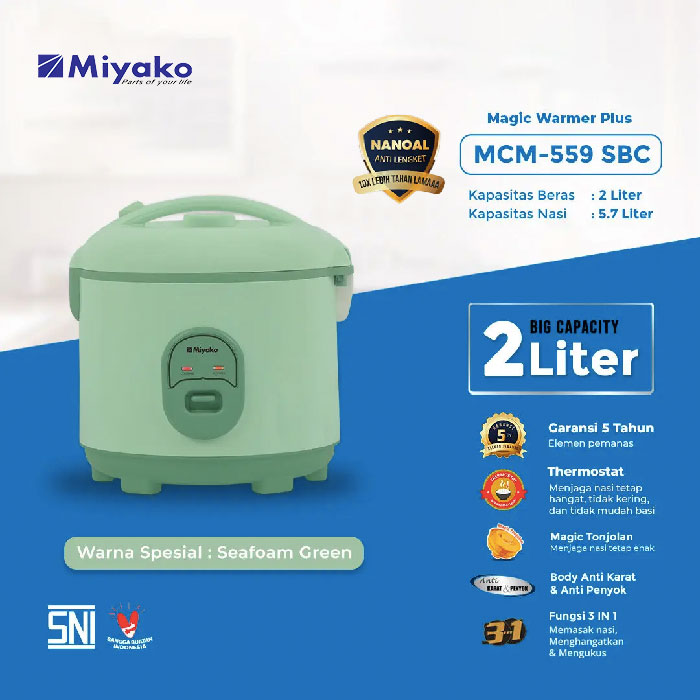 Miyako Rice Cooker Magic Warmer Plus MCM-559 2 Liter - MCM559 SBC